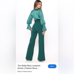 FashionNova size SMALL hunter green two sided story jumpsuit